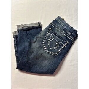 Big Star Sweet Ultra Low Rise Jeans Women's 29 Capris Dark Wash Denim -Pre-owned